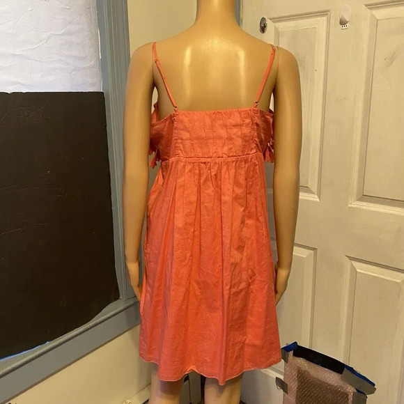 J Crew Y2K Tank Sun Dress Sz M Pink Ruffle Spaghetti Strap Cottagecore Babydoll - Picture 8 of 10